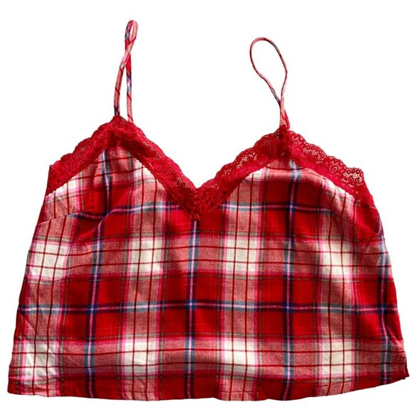 Colsie 2 Piece Red Plaid Lace Trim Pajama Set Tank Shorts NEW NWT - Picture 6 of 14